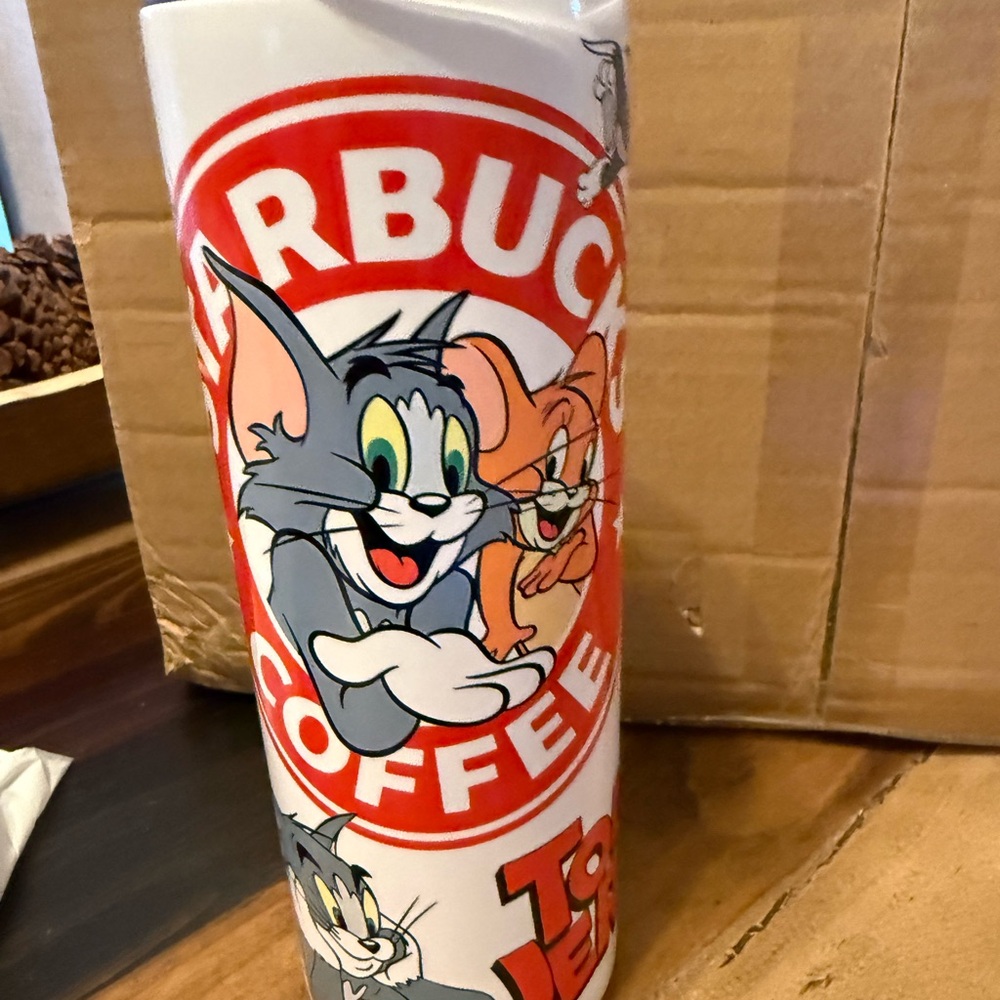 Starbucks Red and White Cartoon Tumbler